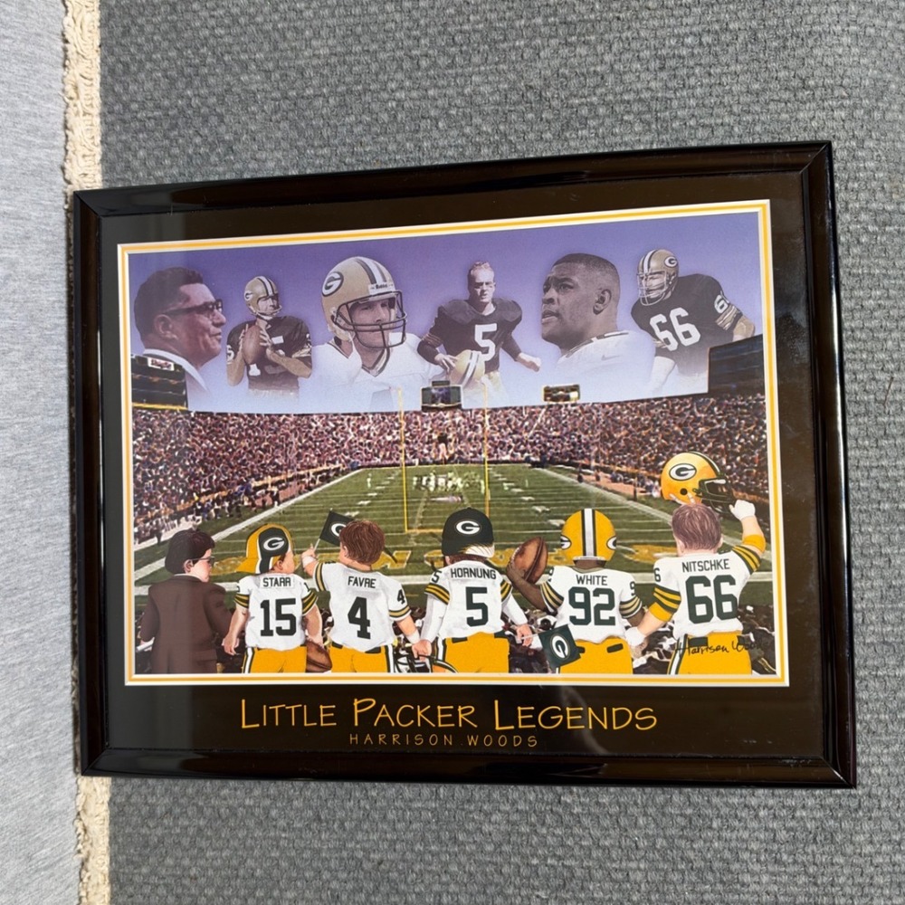Green Bay Packers Little Packer Legends signed Harrison Woods Art Print 8x10
